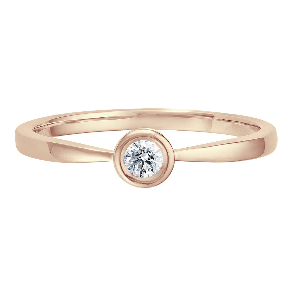 Solitaire Ring Roségold Brillant 0.090 ct. w/si, liegend