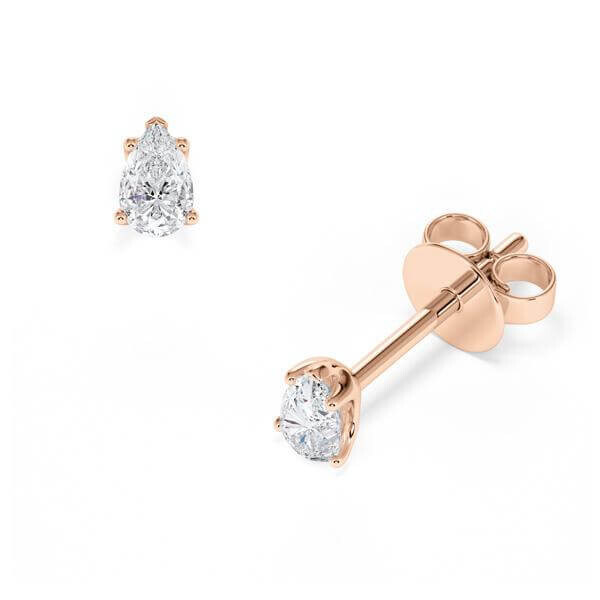 Ohrstecker Rotgold Tropfen Diamant RU-1779