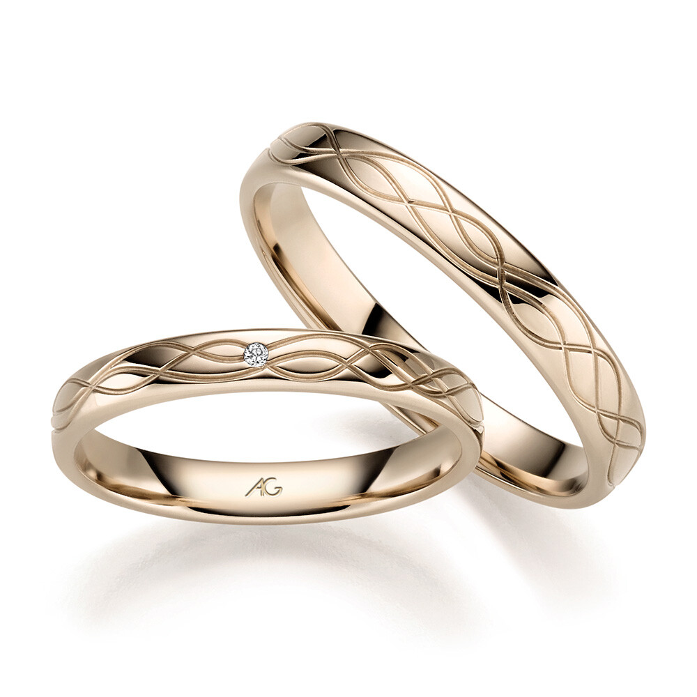 Trauringe Haselnussgold Brillant 0,005 ct.