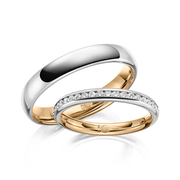 Trauringe Memoire Bicolor Roségold Weißgold RU-1643