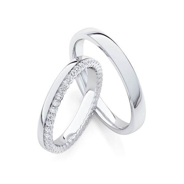 Trauringe Memoire Palladium 950 Brillant zus. 0,410 ct. tw, si RU-1764