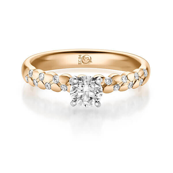 Diamantring Roségold 375 zus. 0,740 ct, Lab-Grown & tw,si Brillant RU-1723-10