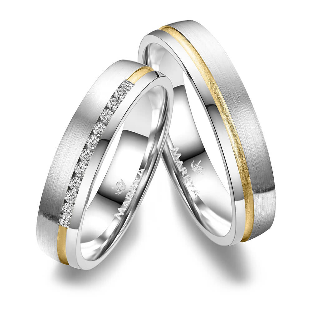 Trauringe Partnerringe Silber & Gold Zirkonia SGB08