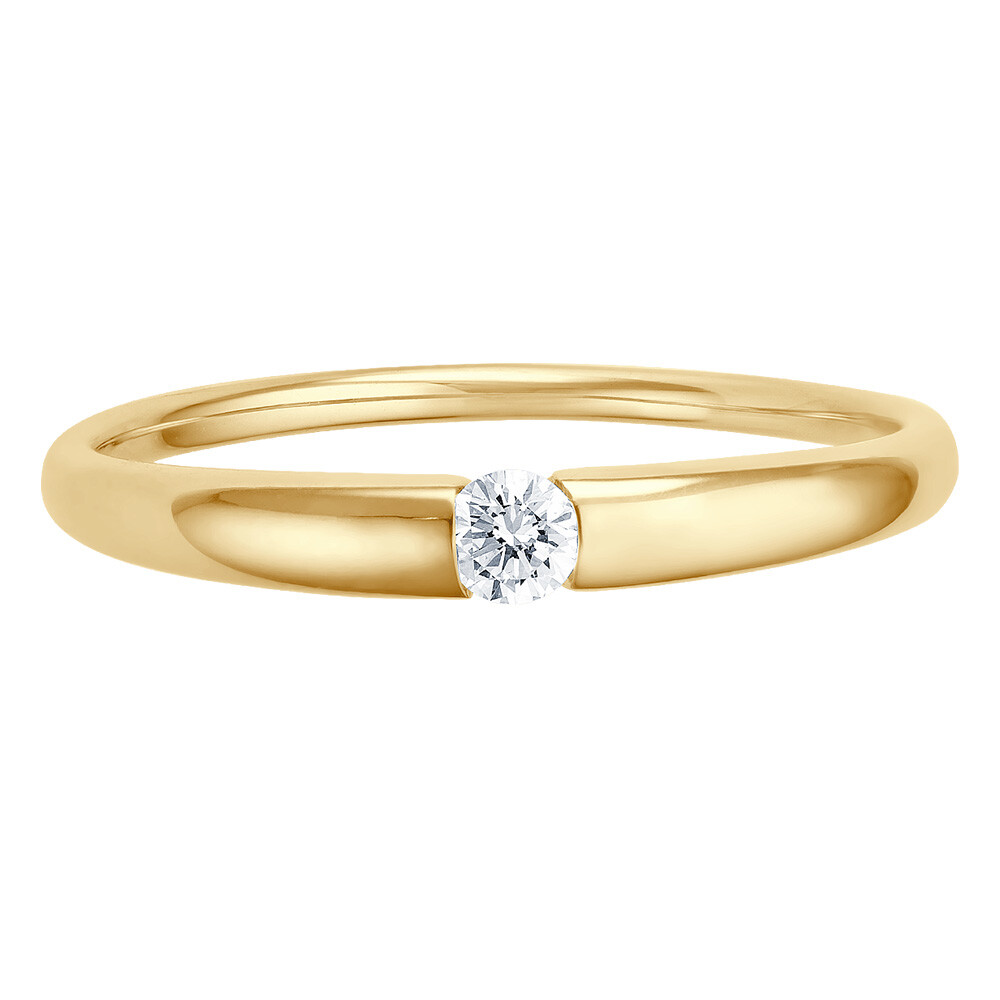 Solitaire Ring Weißgold Brillant 0.090 ct. w/si, stehend, liegend