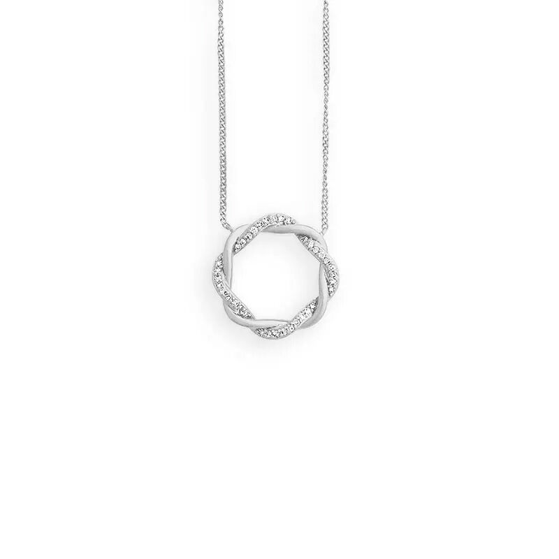 Collier Weißgold 585 Brillant 0,070 ct., Kranz Ø ca. 13 mm