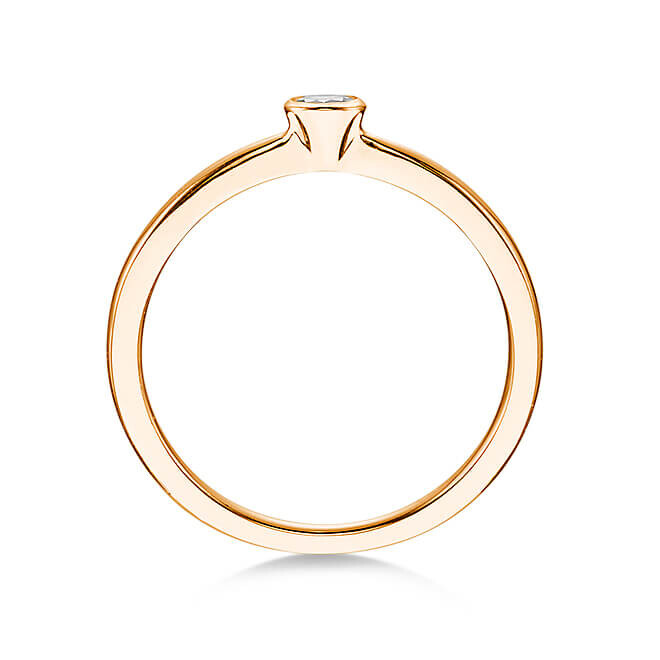 Solitär Ring Rotgold 585 Brillant stehend