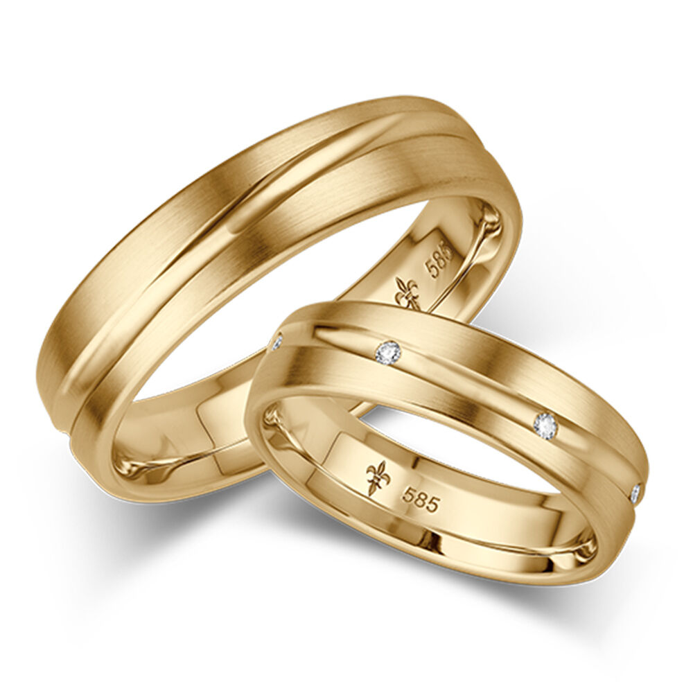 Trauringe TR-0-00008 & TR-1-00008 Stéphanie Gelbgold
