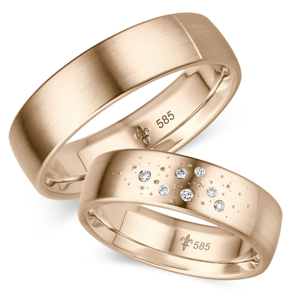 Trauringe Ariane Roségold TR-0-00019 & TR-1-00019