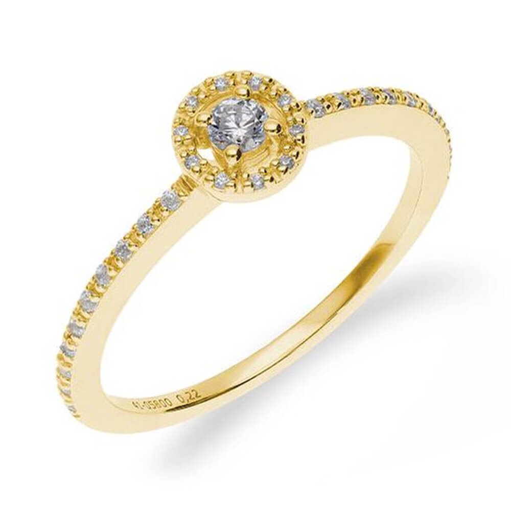 Verlobungsring Fantasy Pavé BR198 Gelbgold