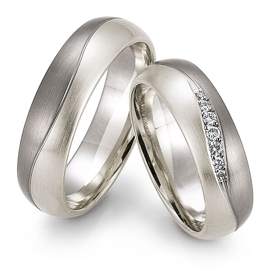 Trauringe Weißgold & Palladium Brillant 0,080 ct.