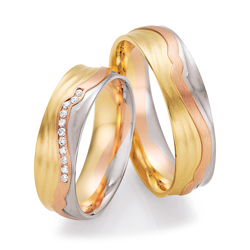 Trauringe Tricolor Sunrise Ruesch 66/44170 & 66/44180 Brillant
