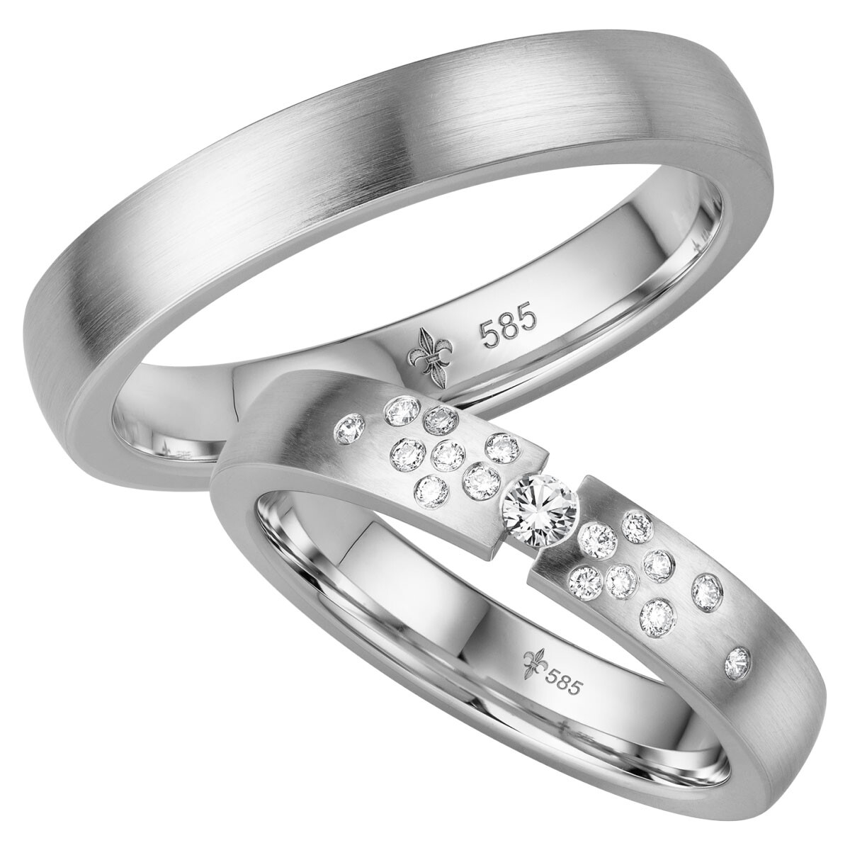 Giloy Trauringe TR-0-00032 & TR-1-00032 Zara Weißgold