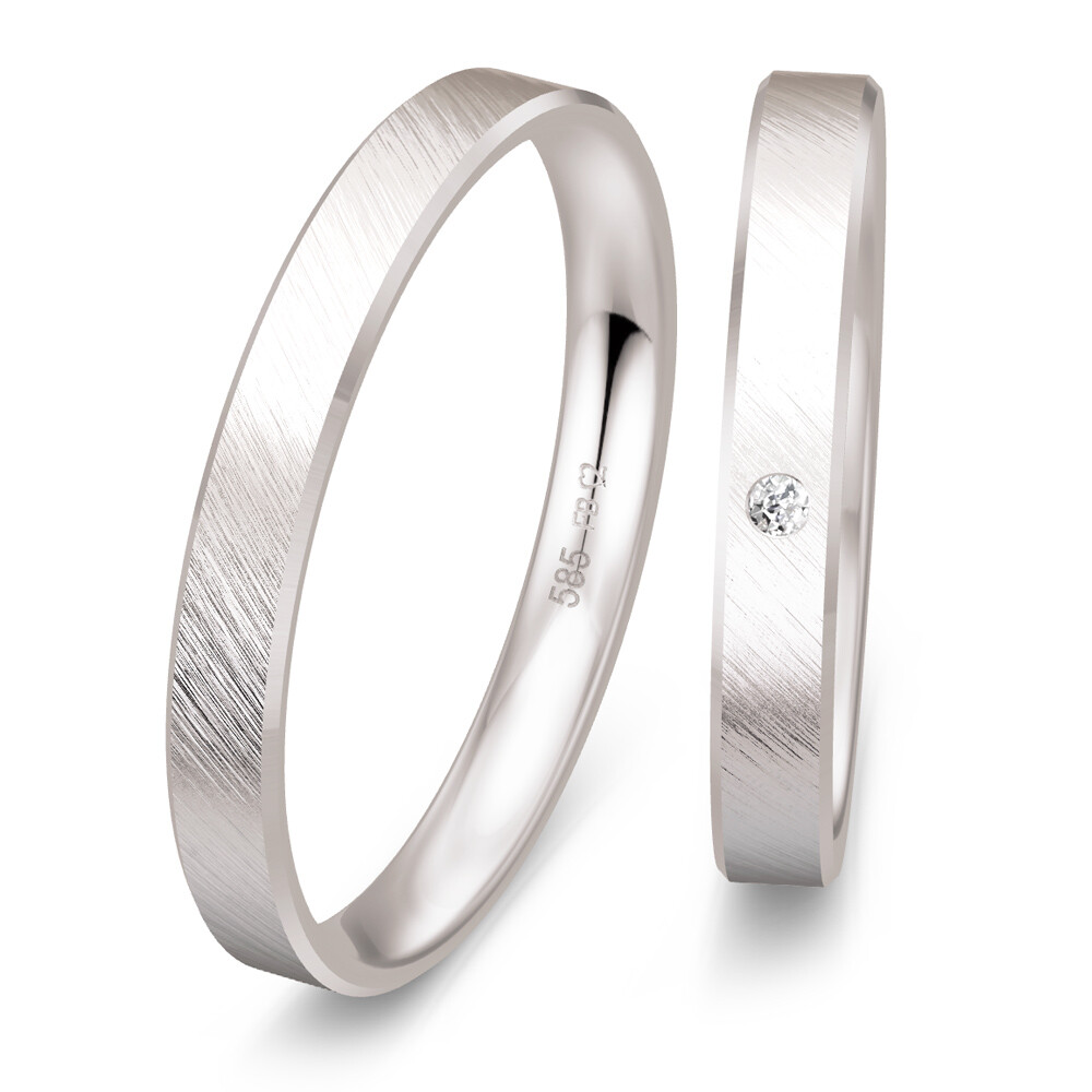 Trauringe Weißgold Basic Light Brillant 0,020 ct.