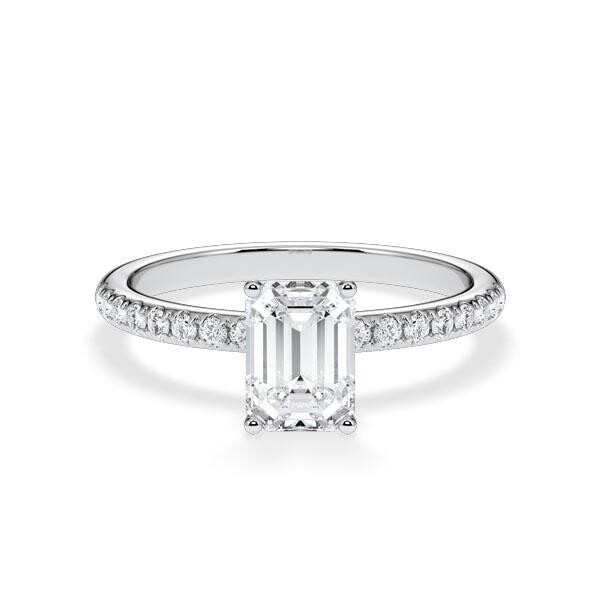 Verlobungsring Veiled Halo Emerald Platin RU-1890