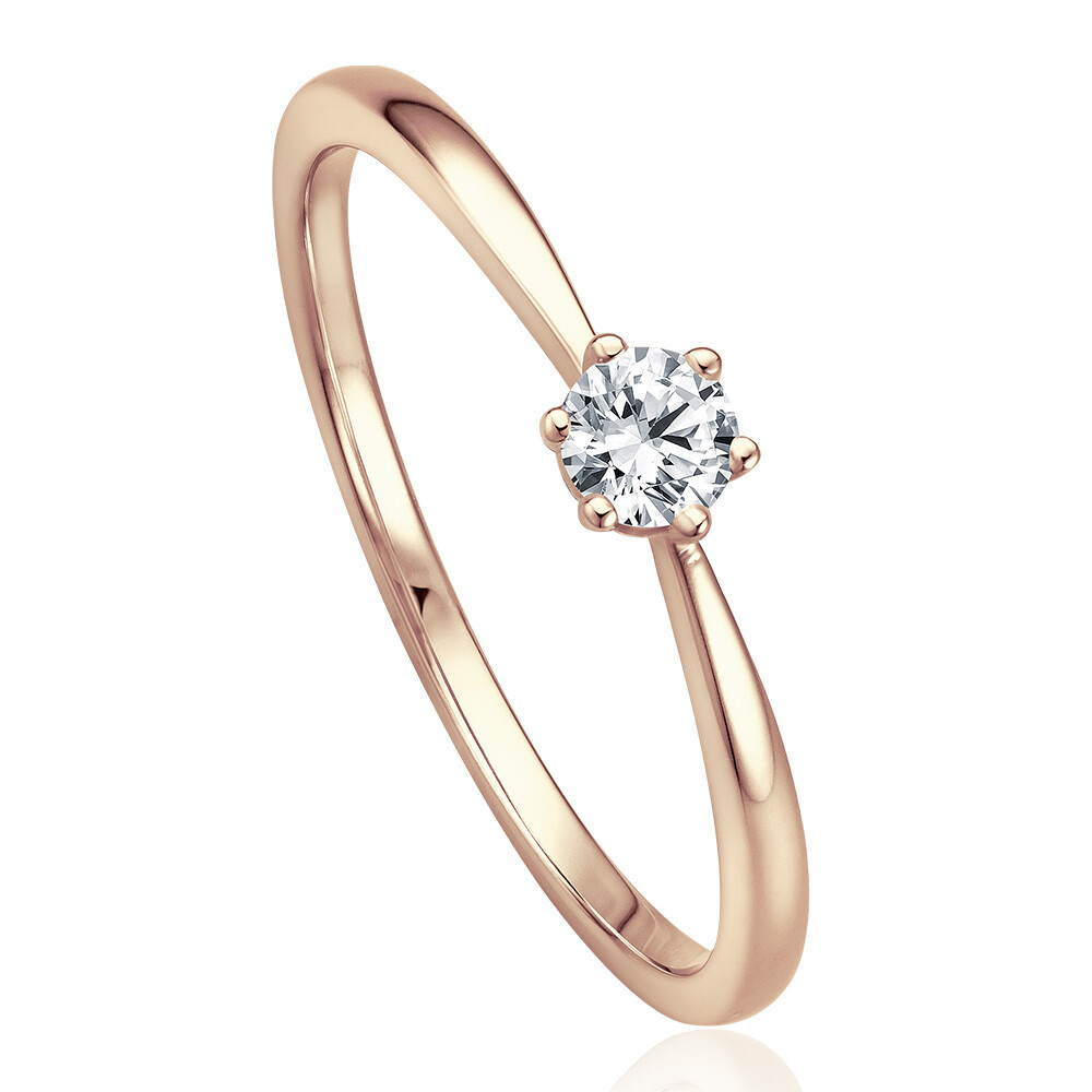 Solitaire Ring Roségold Brillant 0.170 ct. w/si