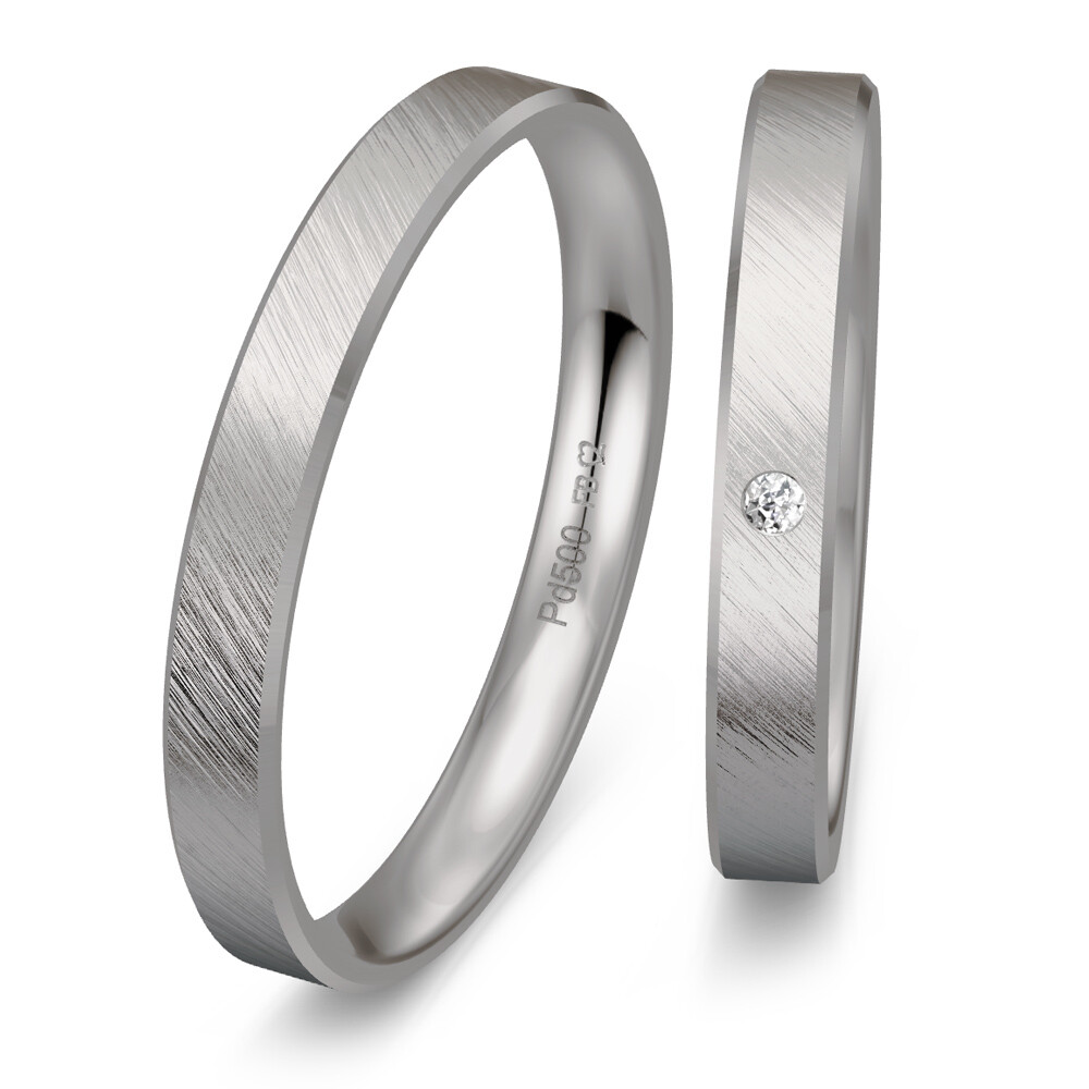 Trauringe Palladium Basic Light Brillant 0,020 ct.