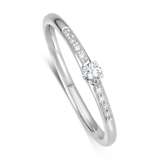 Solitär Ring Weißgold Brillant 0.140 ct.