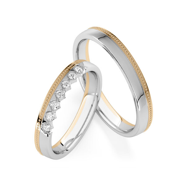 Trauringe mit Millgriff/Perlfuge Roségold Palladium RU-1840