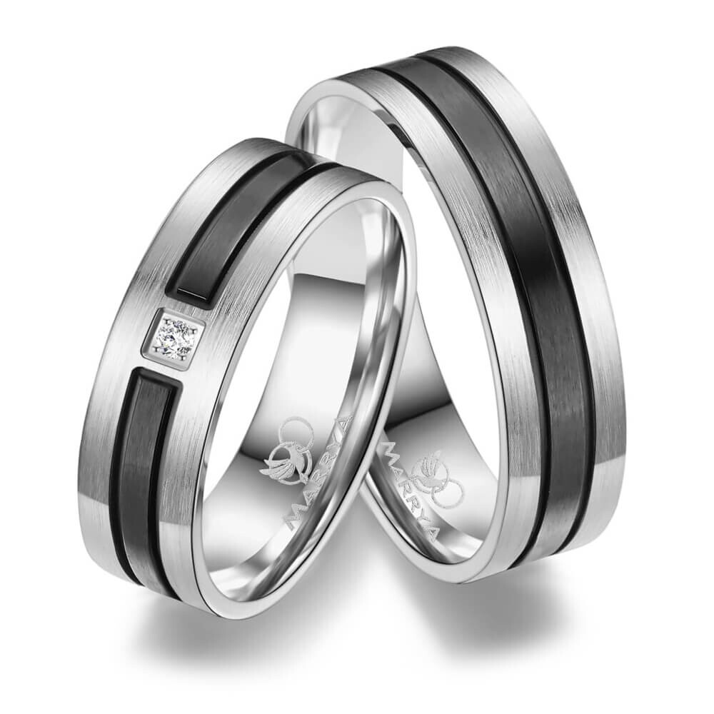 Trauringe Partnerringe Edelstahl Zirkonia ES10