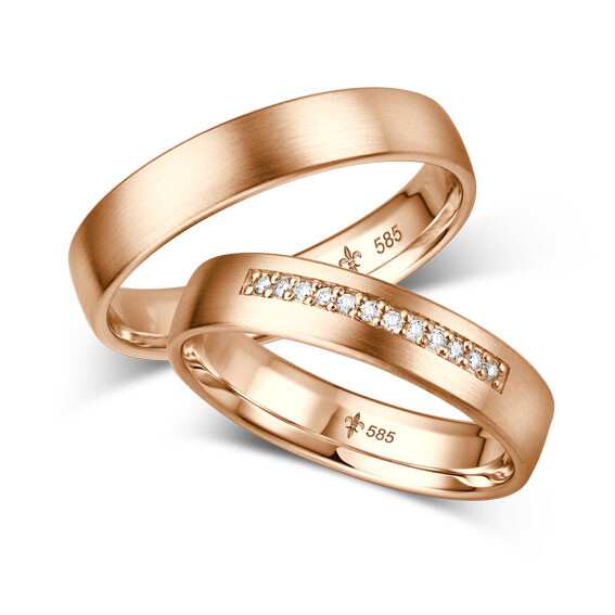 Trauringe TR-0-00063 & TR-1-00063 Delaine Rotgold