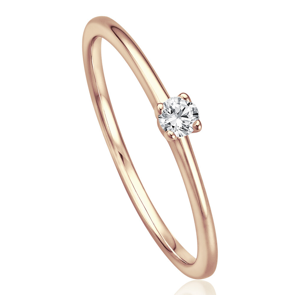 Solitaire Ring Roségold Brillant 0.090 ct. w/si