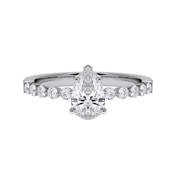 Diamantring Graugold 585 & Weißgold 585 Tropfen Diamant zus. 1,000ct. RU-1788
