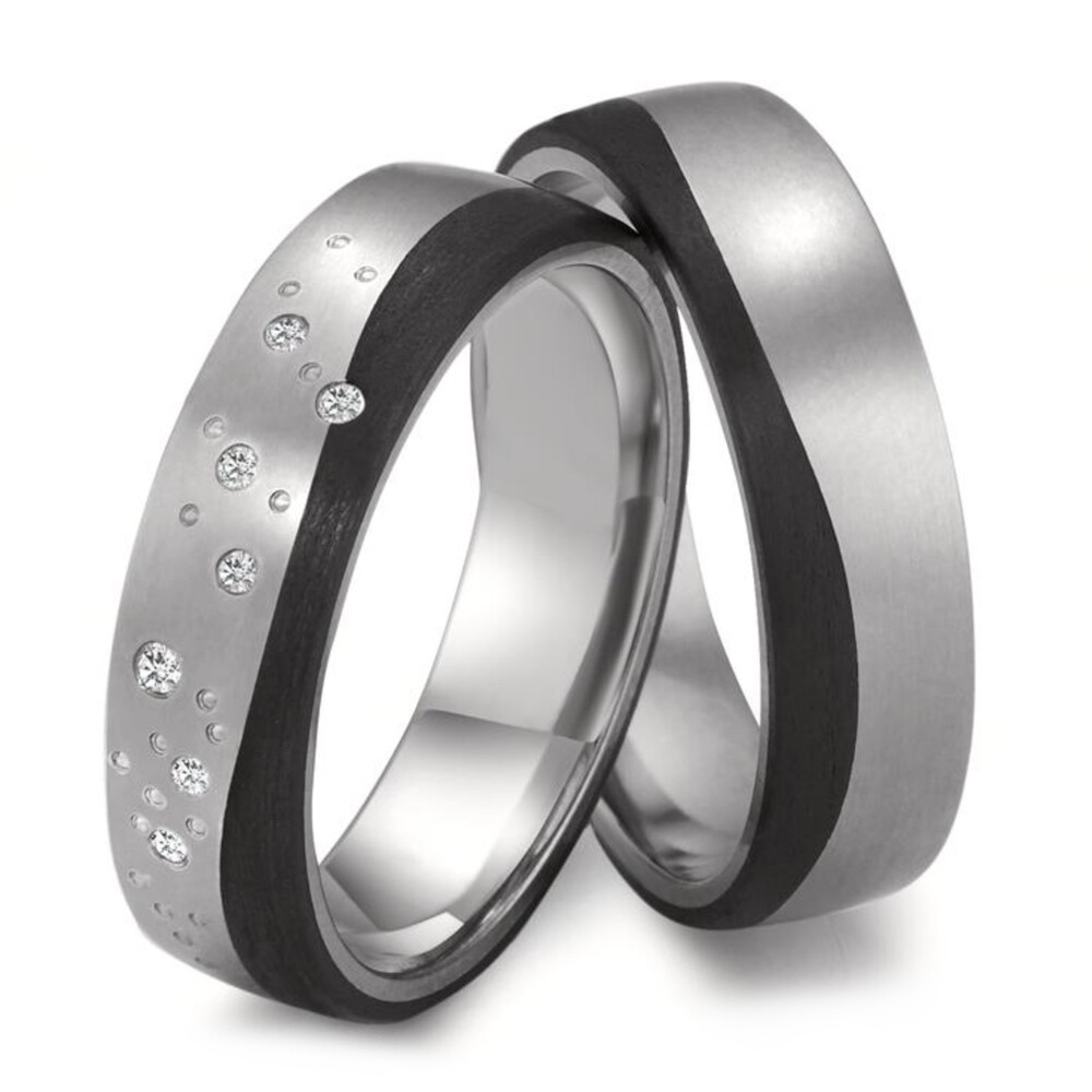 Trauringe aus Titan & Carbon Brillant 0,043 ct.