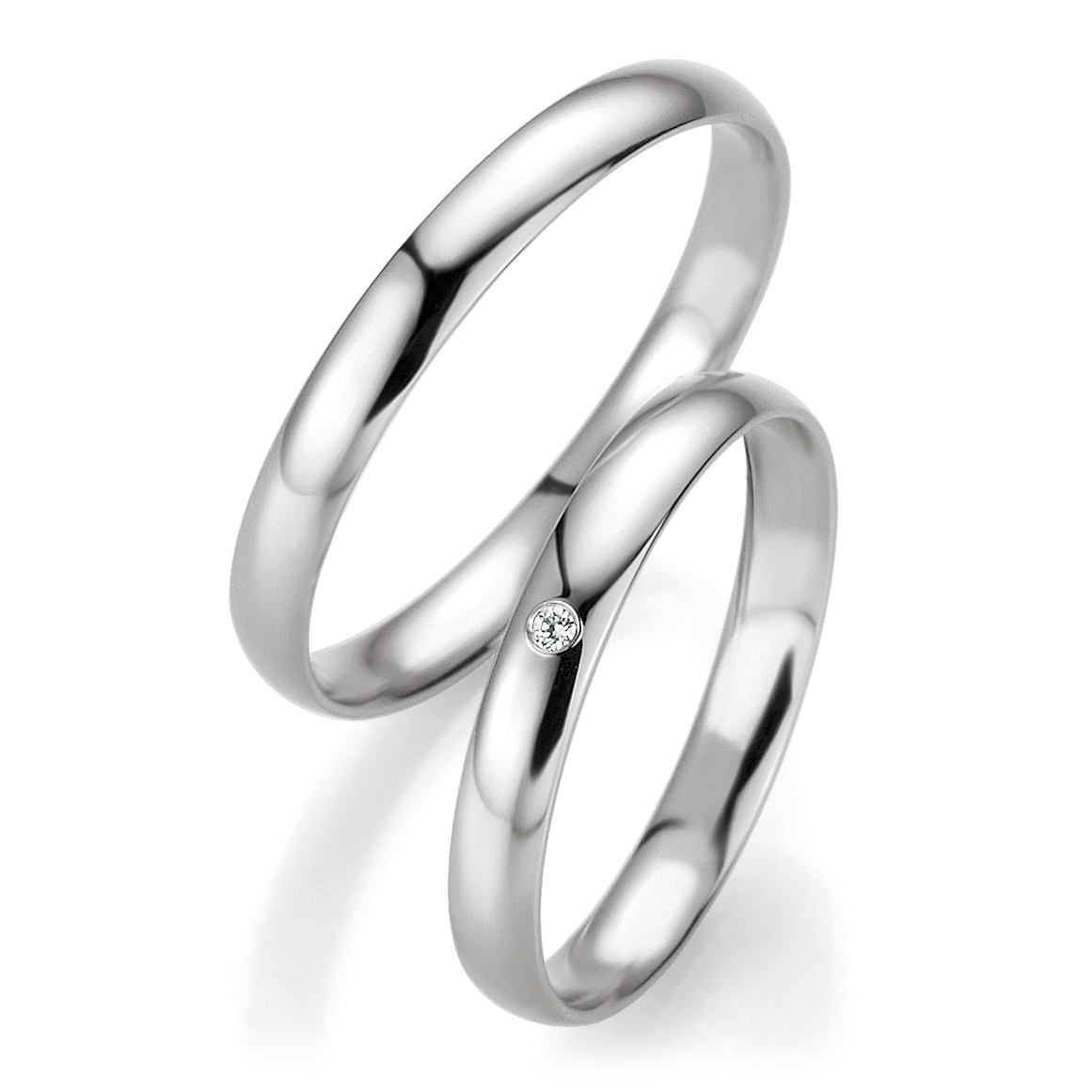 Trauringe Weißgold Brillant BR 48/04405 & 48/14405