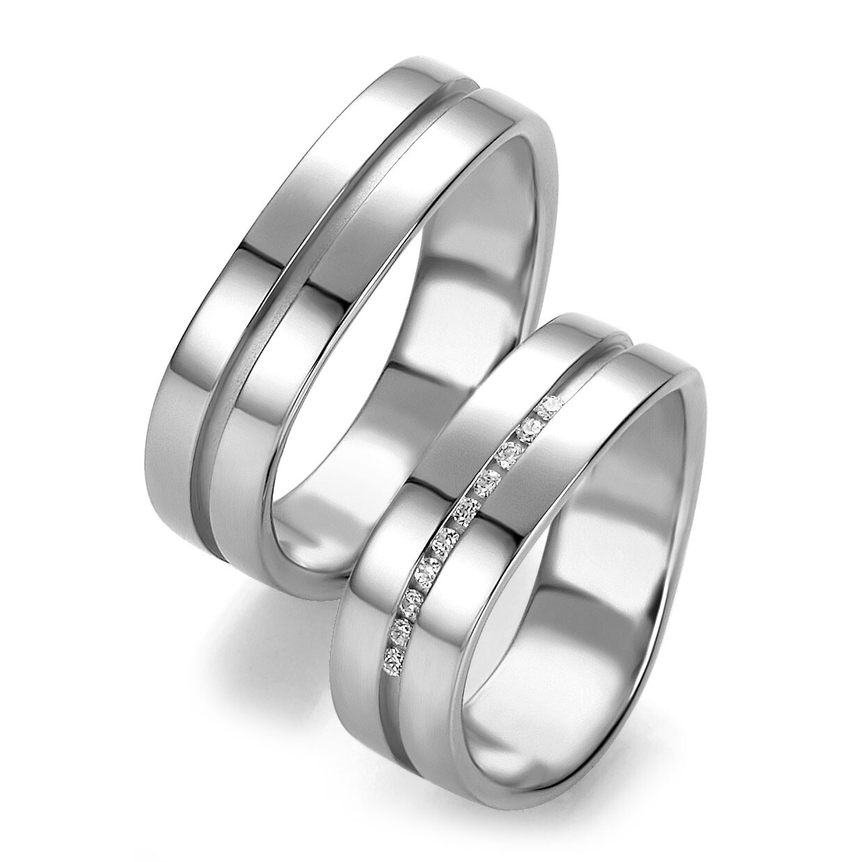 Trauringe Weißgold Brillant BR 48/05211 & 48/05212