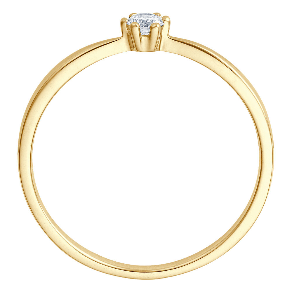 Solitaire Ring Gelbgold Brillant 0.090 ct. w/si, stehend