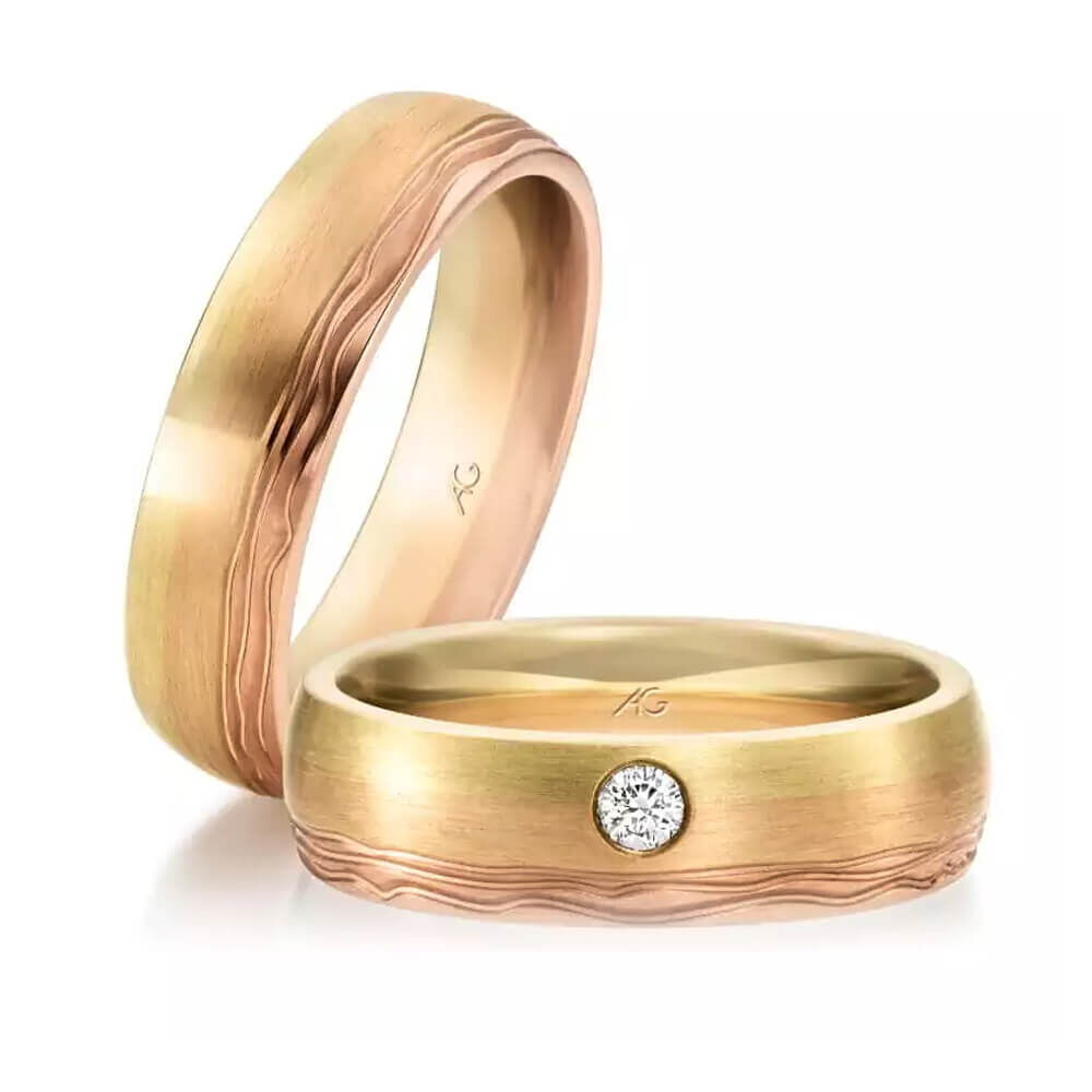 Trauringe Bicolor Morgenröte Brillant 0,070 ct.