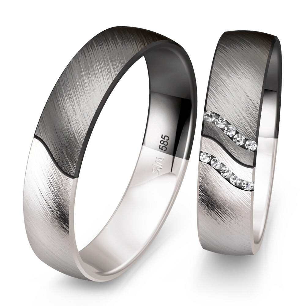 Trauringe Weißgold & Graugold 49/83120 & 49/83121