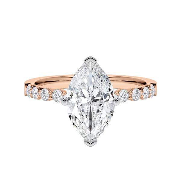 Diamantring Rotgold 585 & Weißgold 585 Lab Grown Marquise-Diamant zus. 2,300ct RU-1786