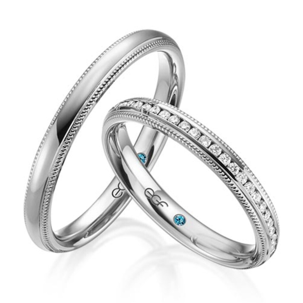 Trauringe mit Perlfuge Graugold Brillant F-1339-1