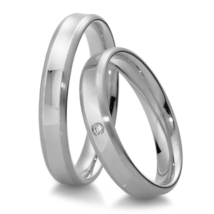 Trauringe Weißgold Hohlkehle Basic 48/04011 & 48/04012
