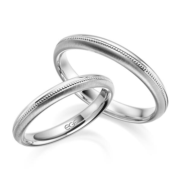 Trauringe Palladium-Silber Perlfuge F-1344-8