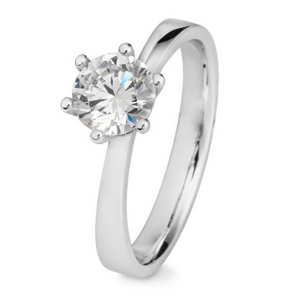 Verlobungsring aus Platin mit Lab-Grown Brillant in 6er Krappe