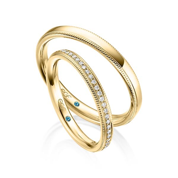 Trauringe Gelbgold Perlfuge Brillant F-1341-6