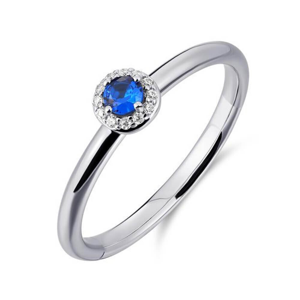 Halo Ring Silber 925 Zirkonia Blau R486B
