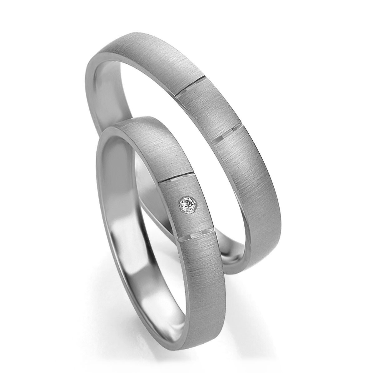 Trauringe Platin Basic Light Brillant 0,010 ct.