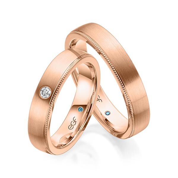 Trauringe Rotgold Perlfuge Brillant F-1315-5