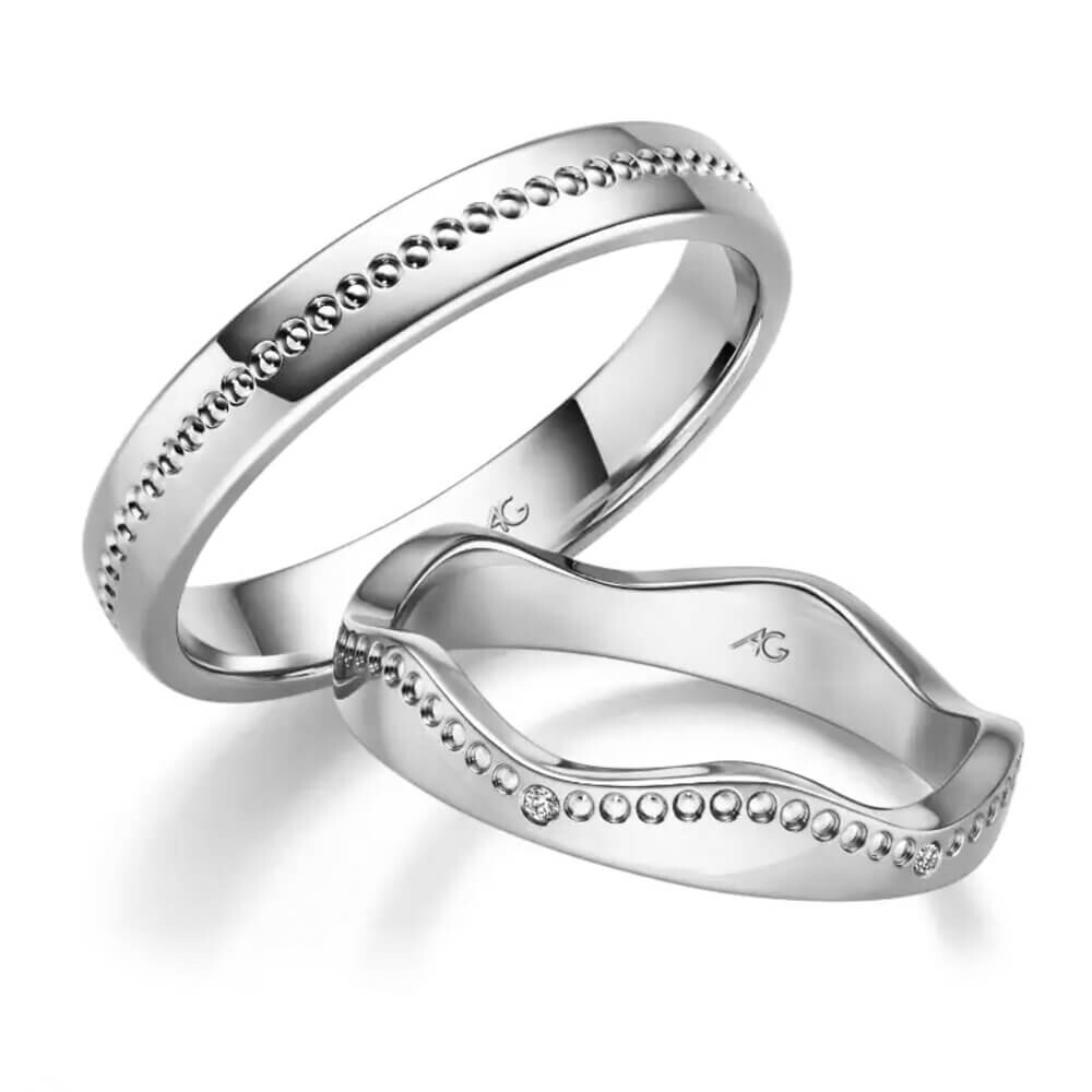 Trauringe Weißgold Millgriff Brillant 0,025 ct.