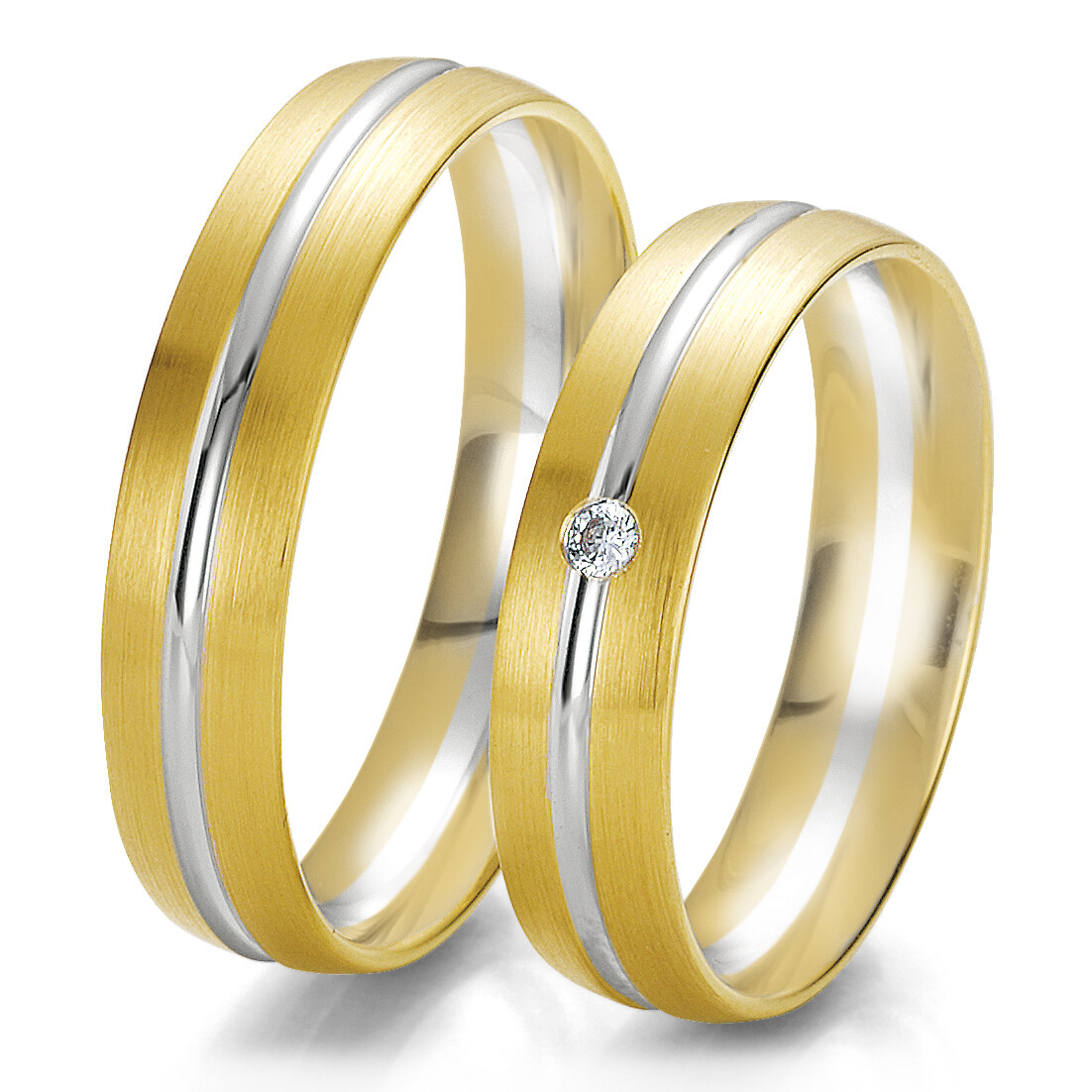 Trauringe Mehrfarbig Gelbgold Weißgold Brillant 0,030 ct.