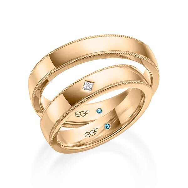 Trauringe Roségold Perlfuge Prinzess F-1313-1