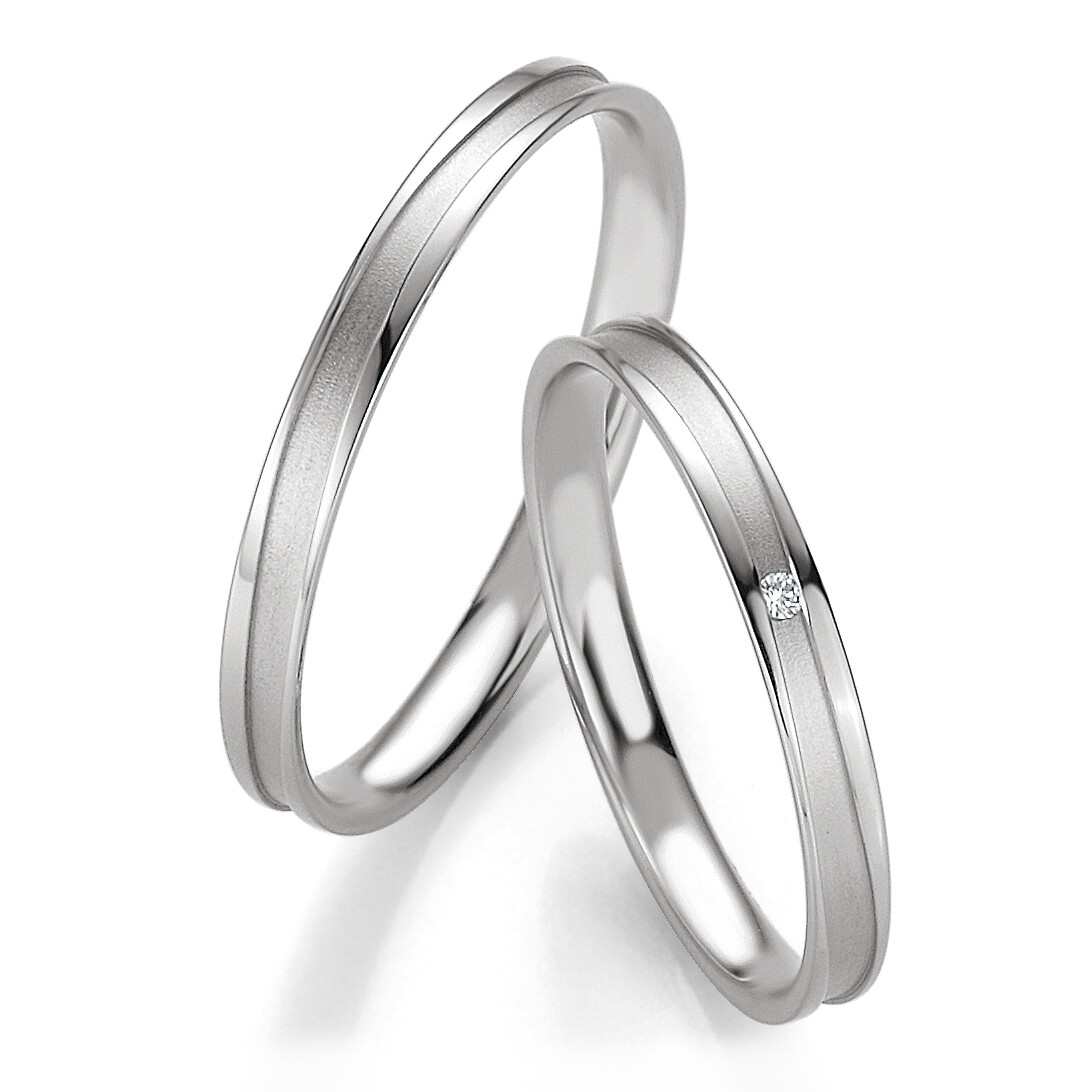 Trauringe Weißgold Basic Slim BR 48/04325 & 48/04326