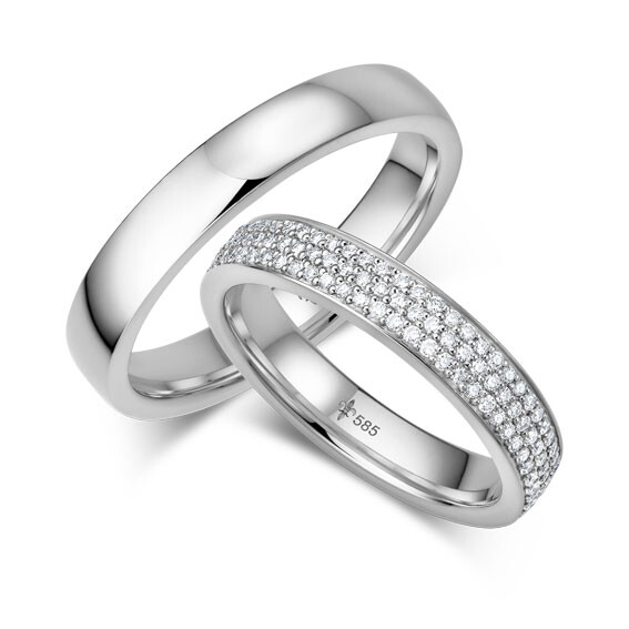 Trauringe Régine Weißgold TR-0-09003 & TR-1-09003