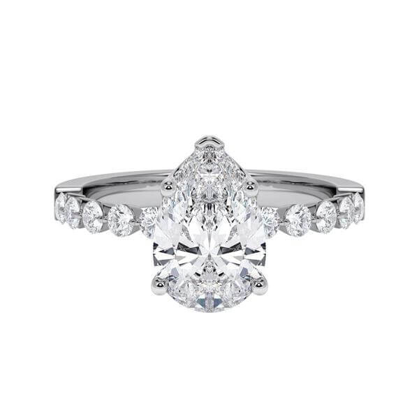 Diamantring Graugold 585 & Weißgold 585 Lab Grown Tropfen Diamant zus. 2,400ct. RU-1788