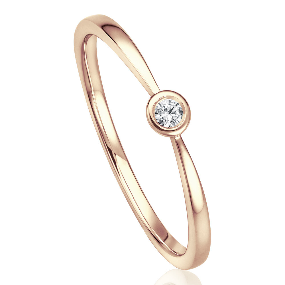 Solitaire Ring Roségold Brillant 0.040 ct. w/si
