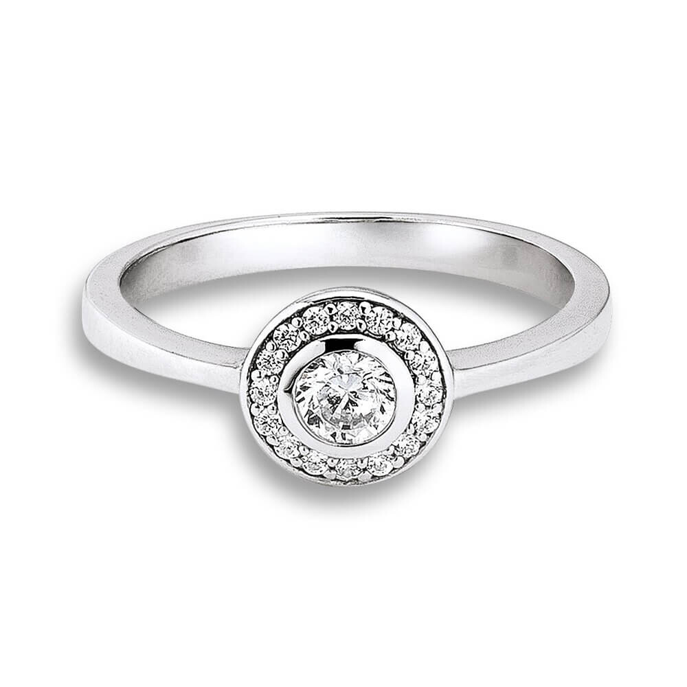 Halo-Ring Silber 925 rhodiniert RZ90024