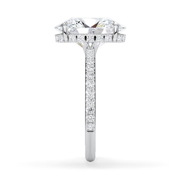 Ring Classic Hidden Halo Oval Platin Rubin 1902